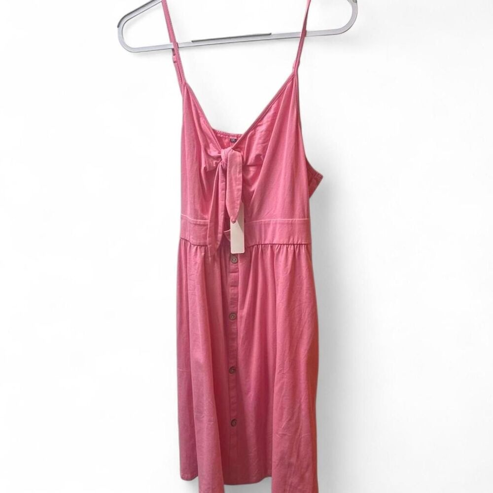 Women's Pink Tie Front Midi Dress XXL Sleeveless Flowy Summer Dress NWT